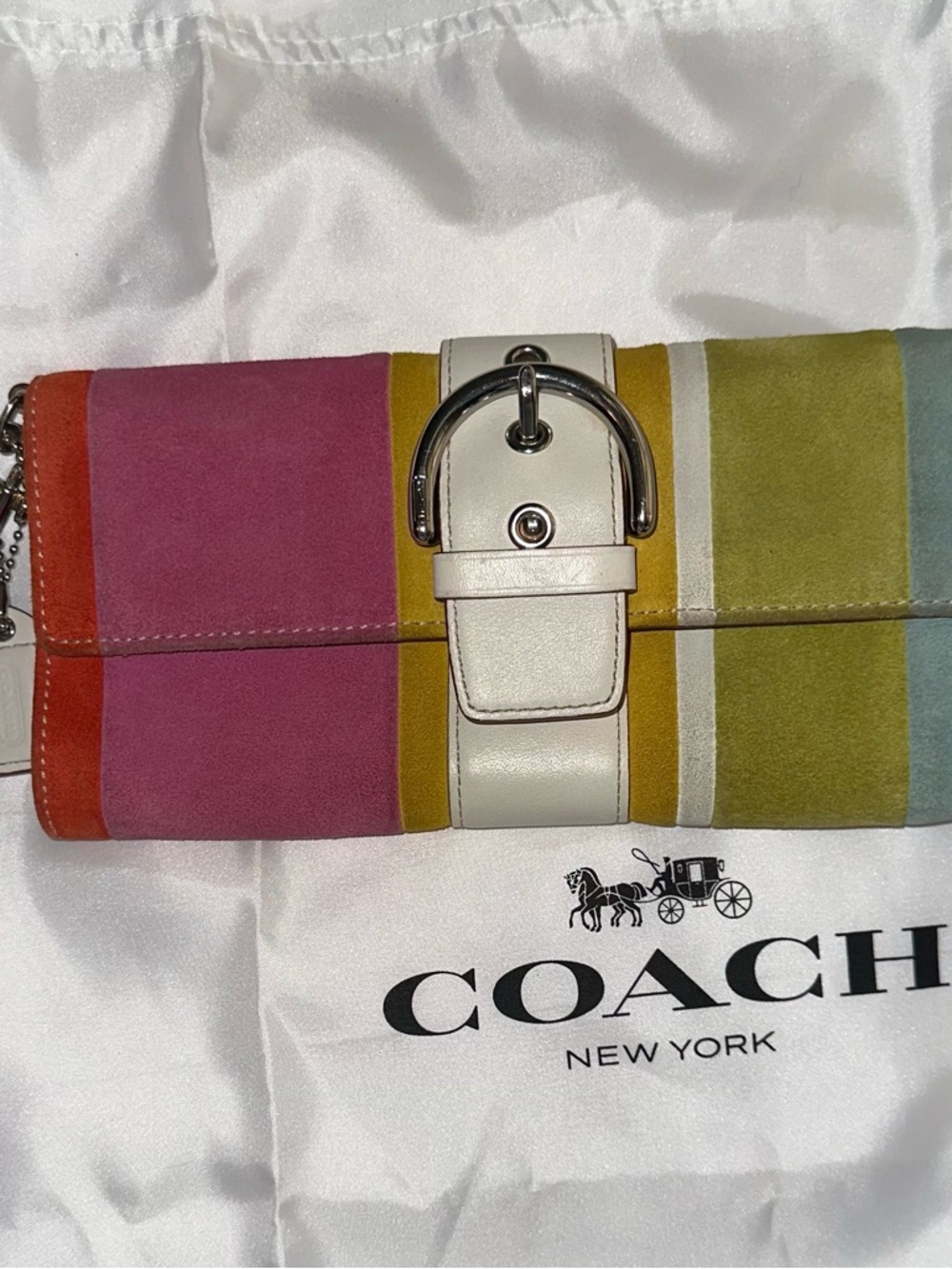 Coach Vintage SoHo Striped Suede & Leather Wristlet 6744